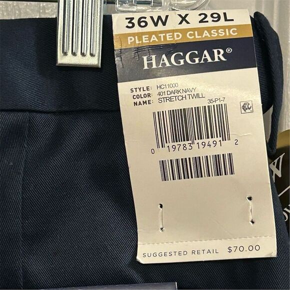 Haggar Men's Iron Free Khaki Pants Blue Size 36x29 Classic Fit - Picture 12 of 15